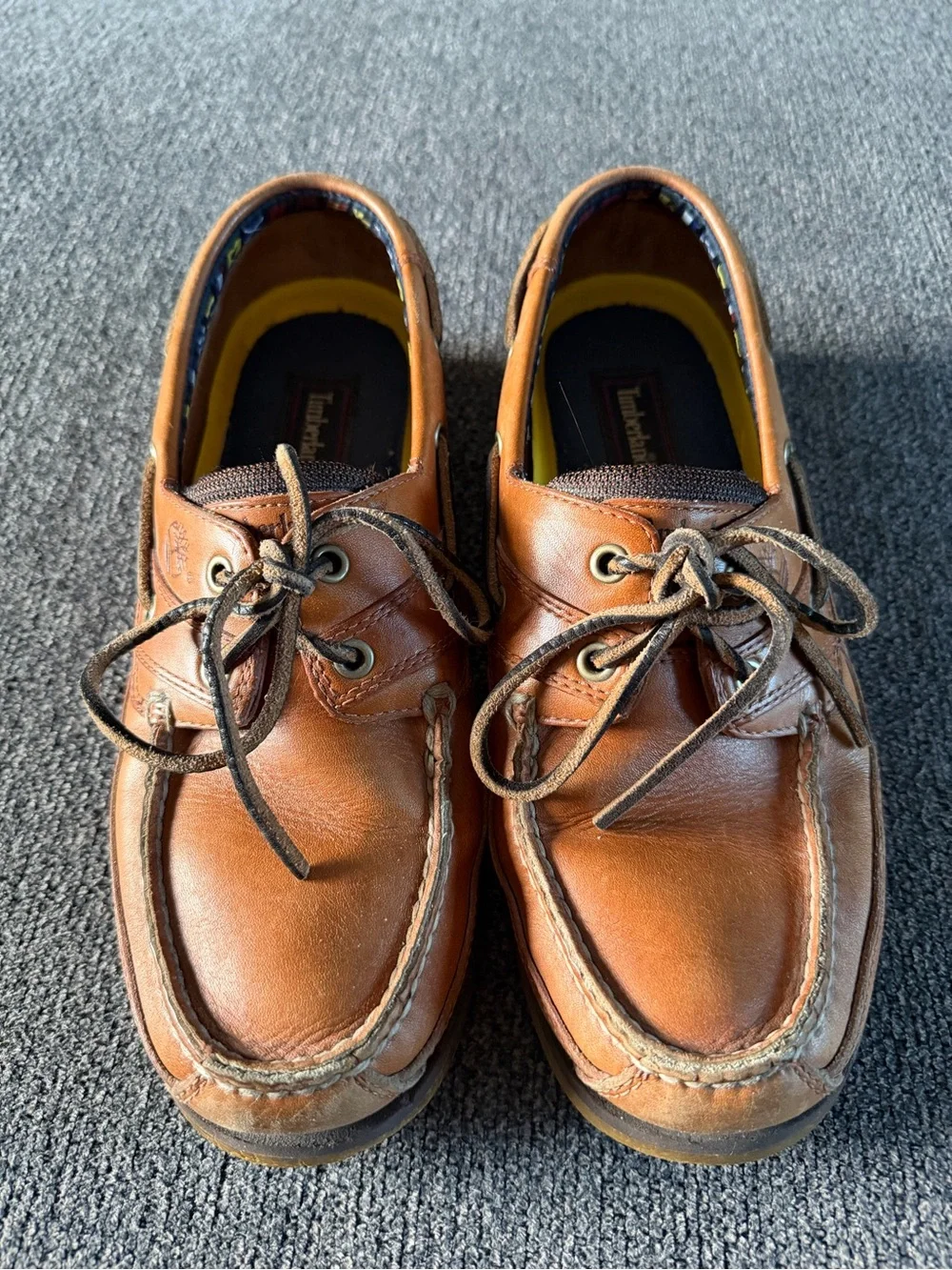 Timberland Brown Leather Boat Shoes with Moc Toe